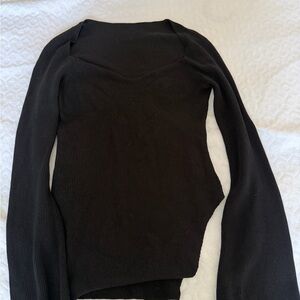 SHEIN Black Ribbed Knit Top